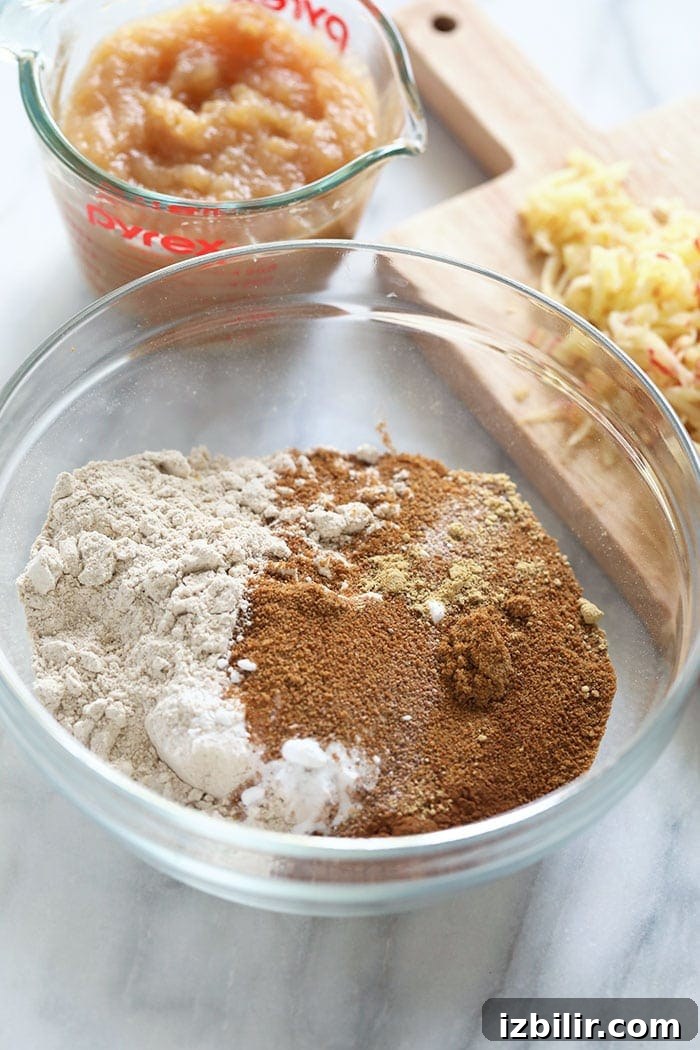 Homemade Apple Cinnamon Bread Recipe 3 Cinnamon apple bread ingredients in a bowl.