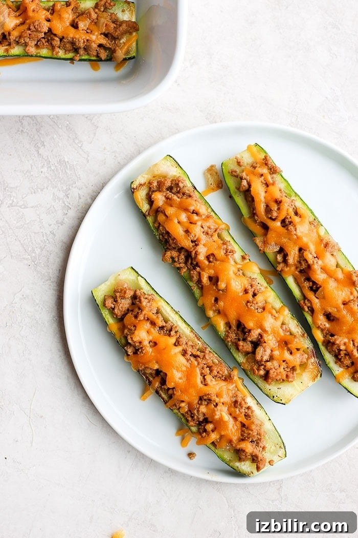 taco zucchini boats on a plate