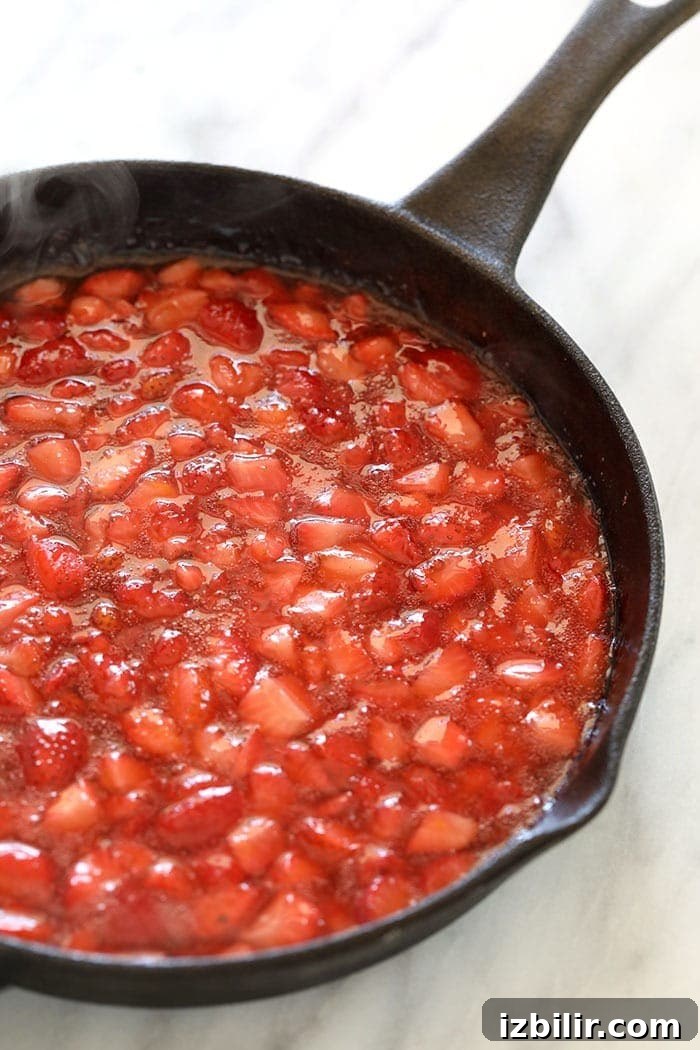 Strawberry Oatmeal Bars Recipe 6 strawberry filling reduced in a cast iron skillet