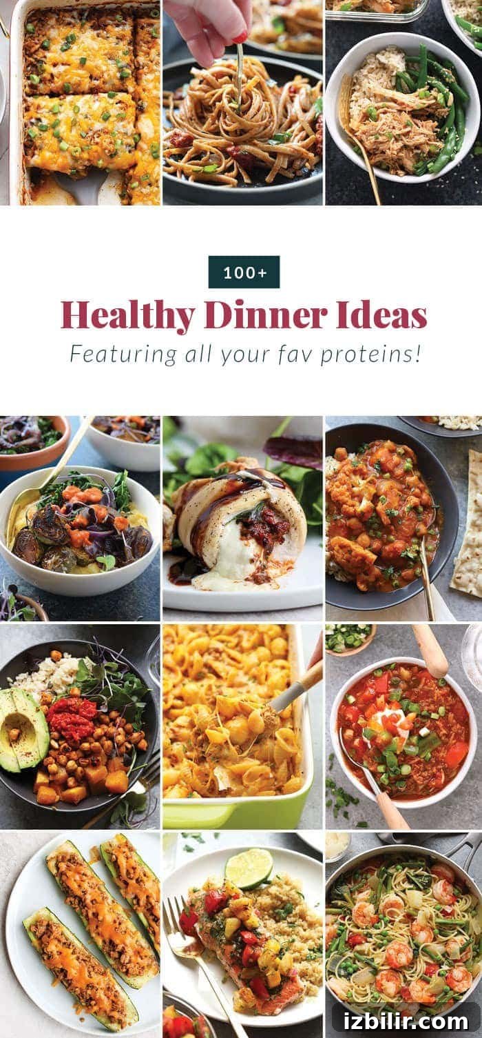 Get inspired to make a delicious and healthy dinner! With these healthy dinner ideas organized by protein, you'll be ready to cook in no time. healthy dinner ideas pin