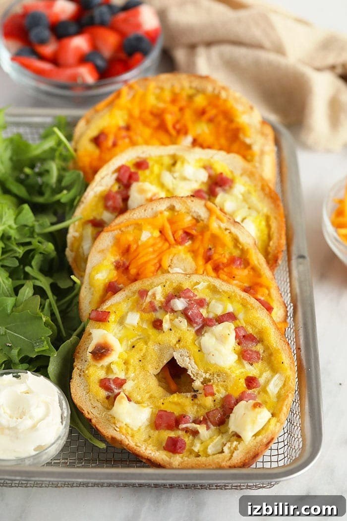 Bagel ham and cheese quiche bagel ham and cheese quiche in a basket