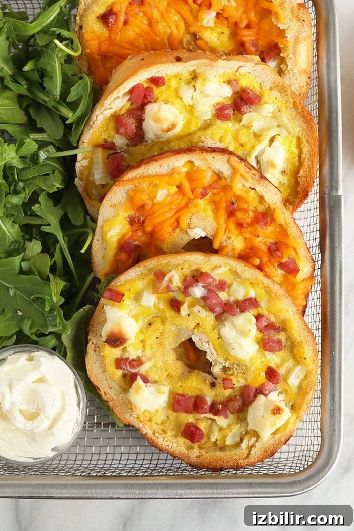 Finished bagel quiche bagel quiche in a basket