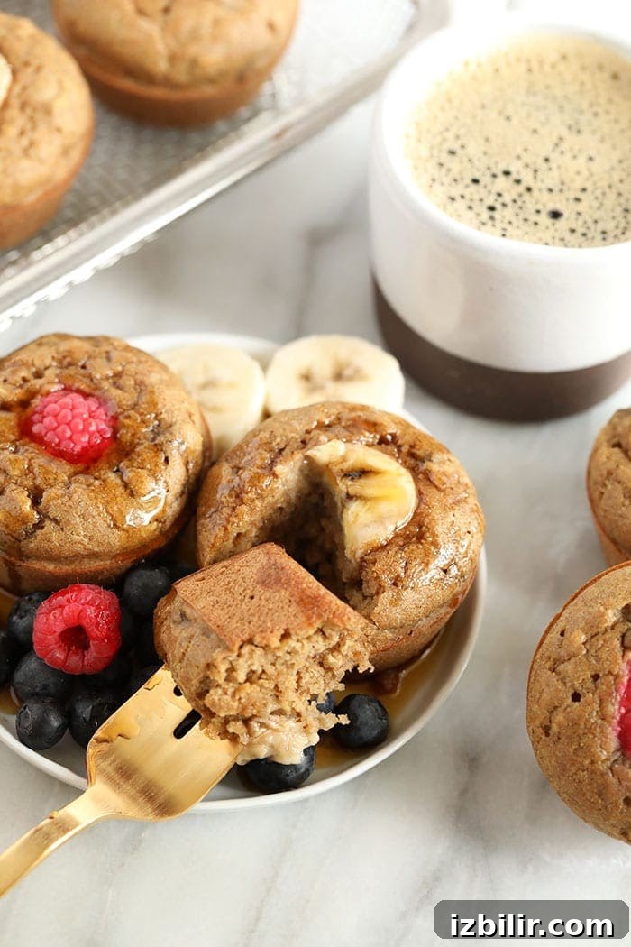 banana pancake muffins ready to be eaten