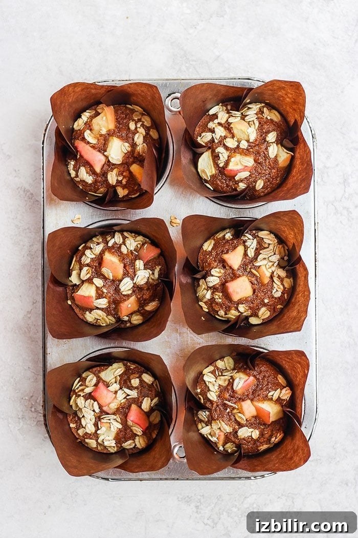 Warm Apple Cinnamon Muffins with Streusel Topping 4 muffins cooling on rack