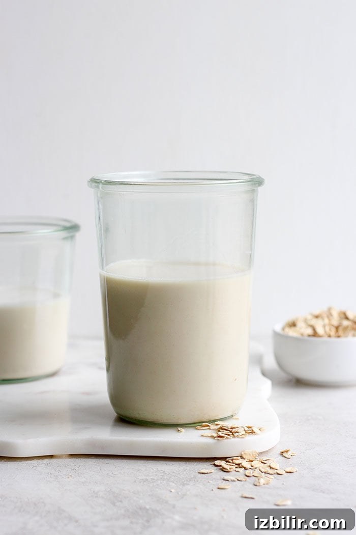 oat milk in a glass