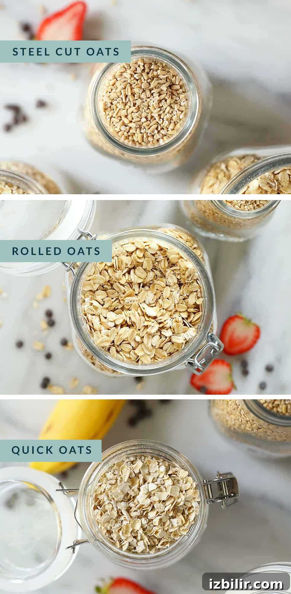 How to Make Creamy Oatmeal: Stovetop, Microwave & Overnight 2 Different types of oatmeal in jars.