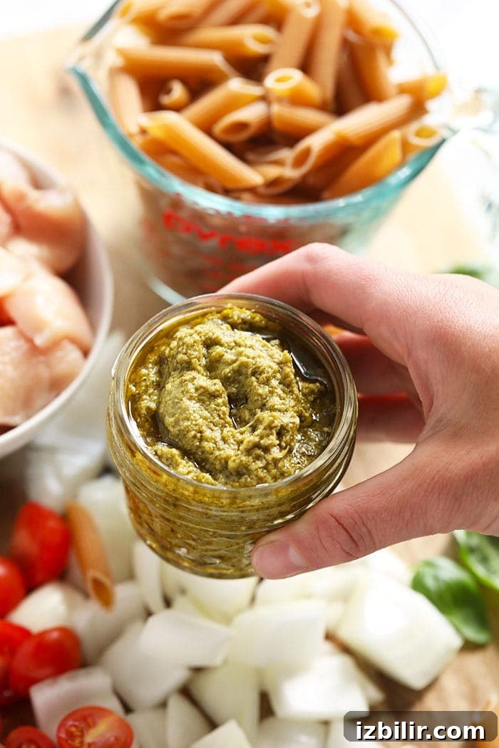 Pesto in a jar.
