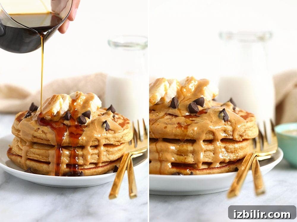 You can't beat healthy peanut butter pancakes! They are packed with protein and perfect for a meal prep breakfast throughout the week! Peanut Butter pancakes.
