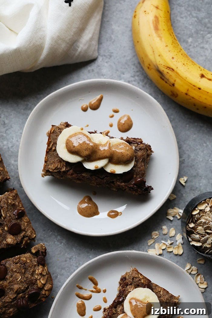 oatmeal bars with banana and peanut butter