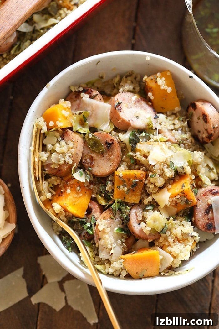 Apple chicken sausage quinoa casserole
