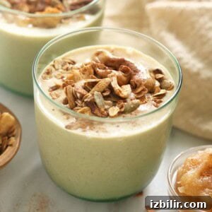 Creamy Apple Smoothie with Cinnamon and Greek Yogurt 5 Apple smoothie in a glass.