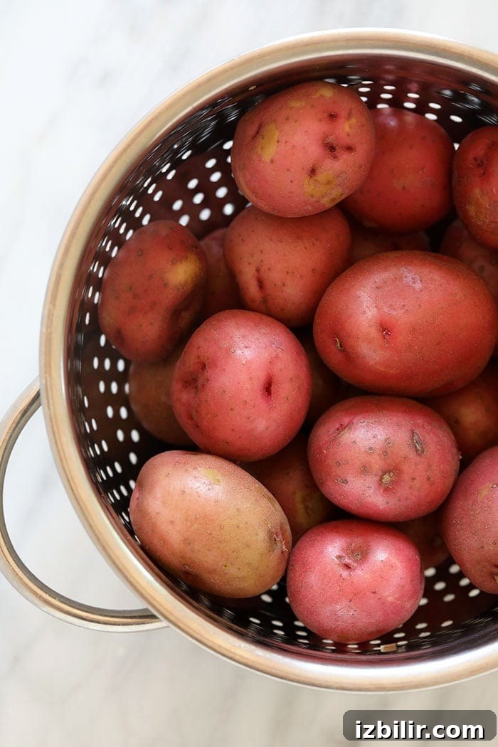 Red potatoes in a colander Red potatoes in a colander
