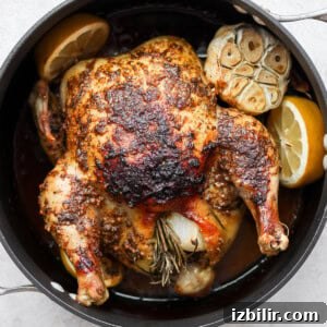 Juicy Whole Roasted Chicken with Crispy Skin 2 whole roasted chicken in pan