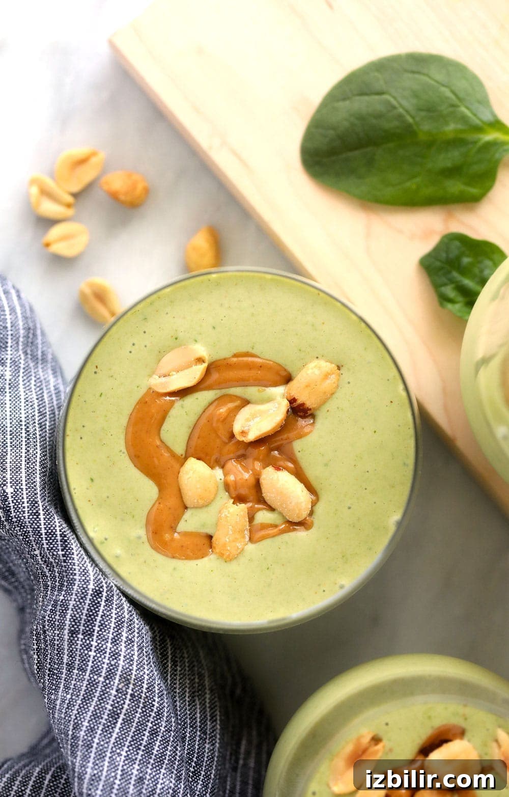 Peanut Butter Green Smoothie in a glass
