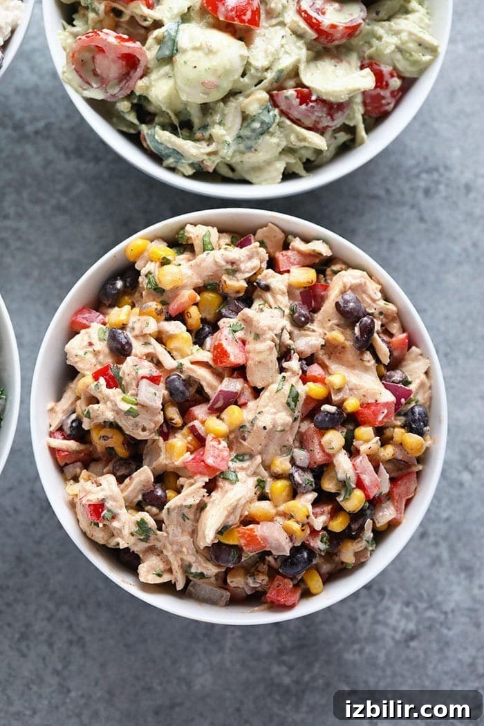 Southwest Chicken Salad Southwest chicken salad in a bowl