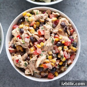 Southwest Chicken Salad with Avocado and Chili-Lime Dressing 3 Southwest chicken salad in bowl