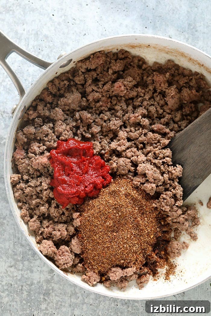 Classic Ground Beef Tacos Recipe with Zesty Seasoning 3 ground beef, taco seasoning and tomato paste