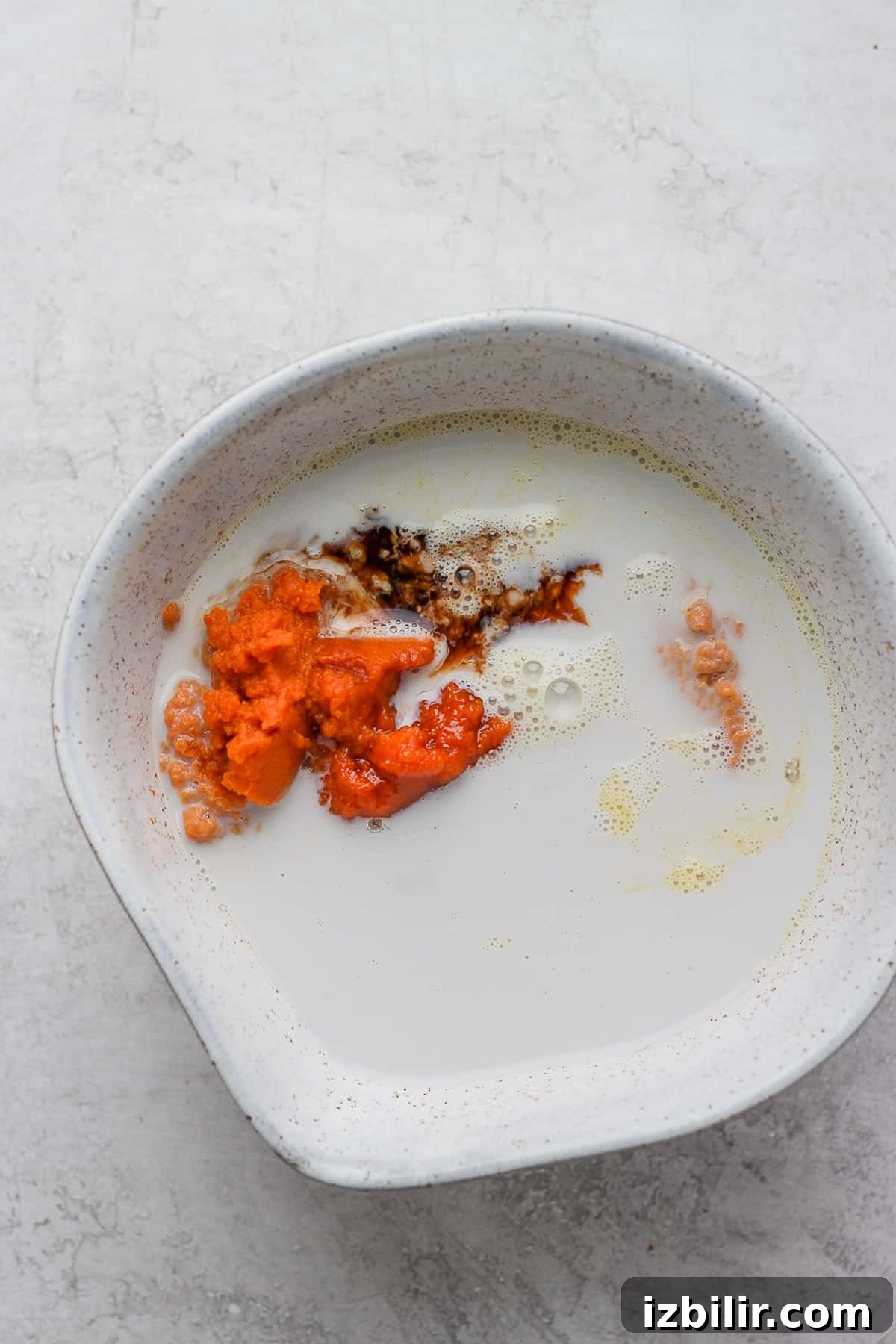 wet ingredients in bowl.