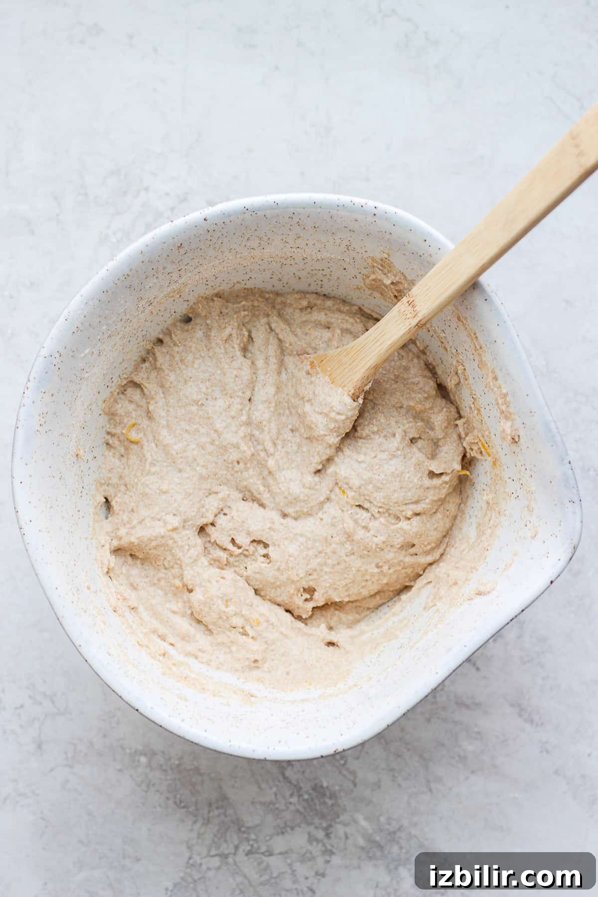 Lemon ricotta pancake batter pancake batter in bowl