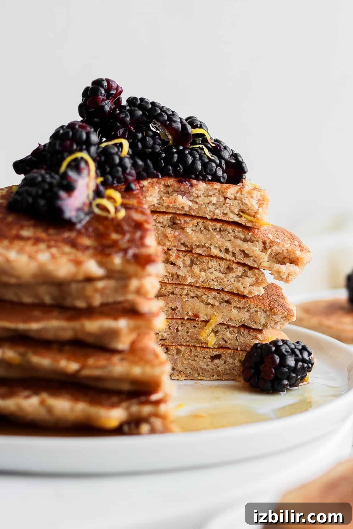 Fluffy Lemon Ricotta Pancakes Recipe 5 pancake stack