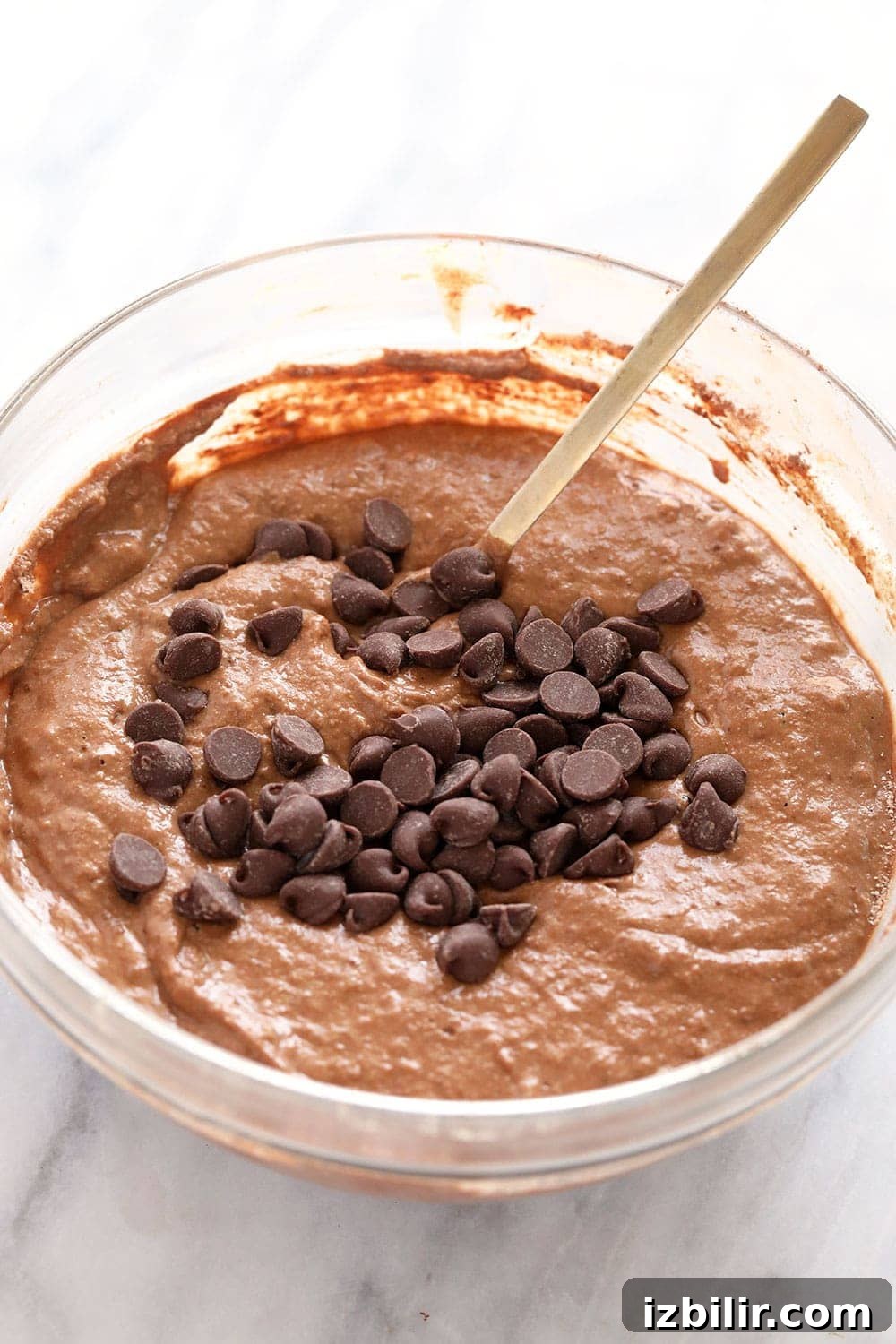 Pancake batter for chocolate chocolate chip pancakes chocolate chocolate chip pancake batter in a bowl