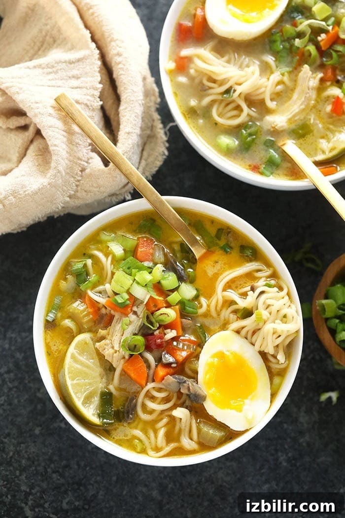chicken noodle soup in a bowl