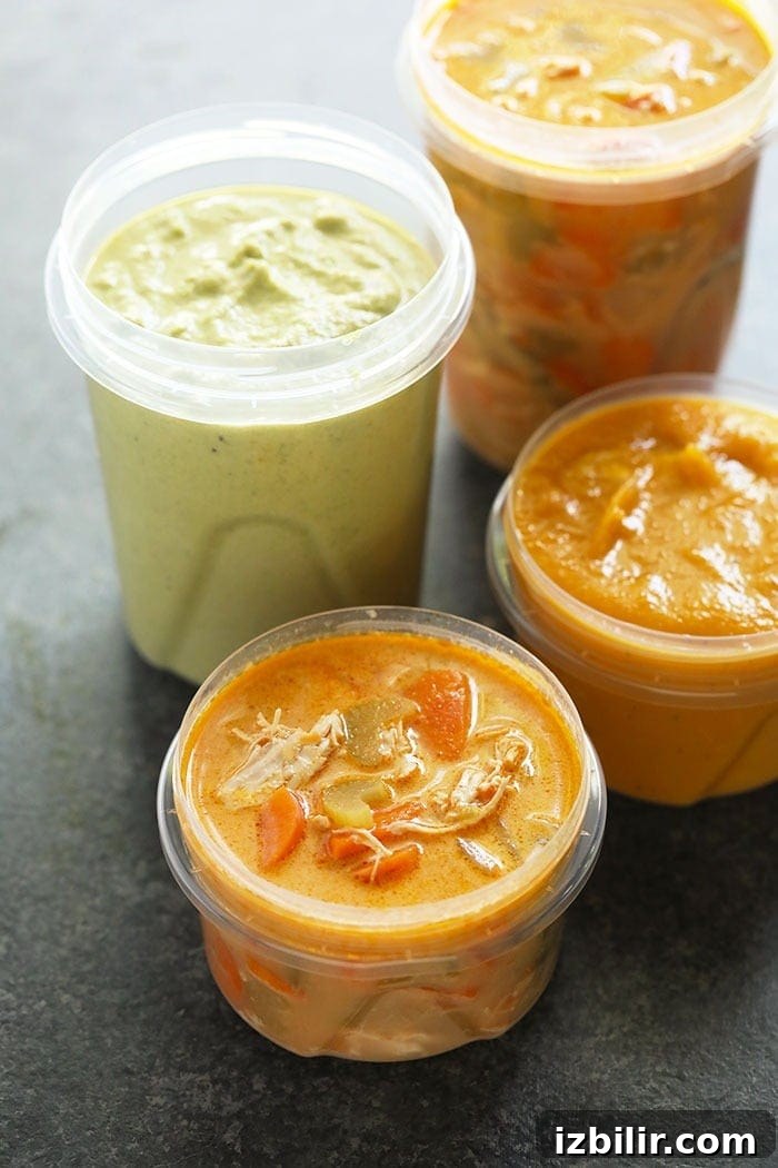 Soup in freezer safe containers