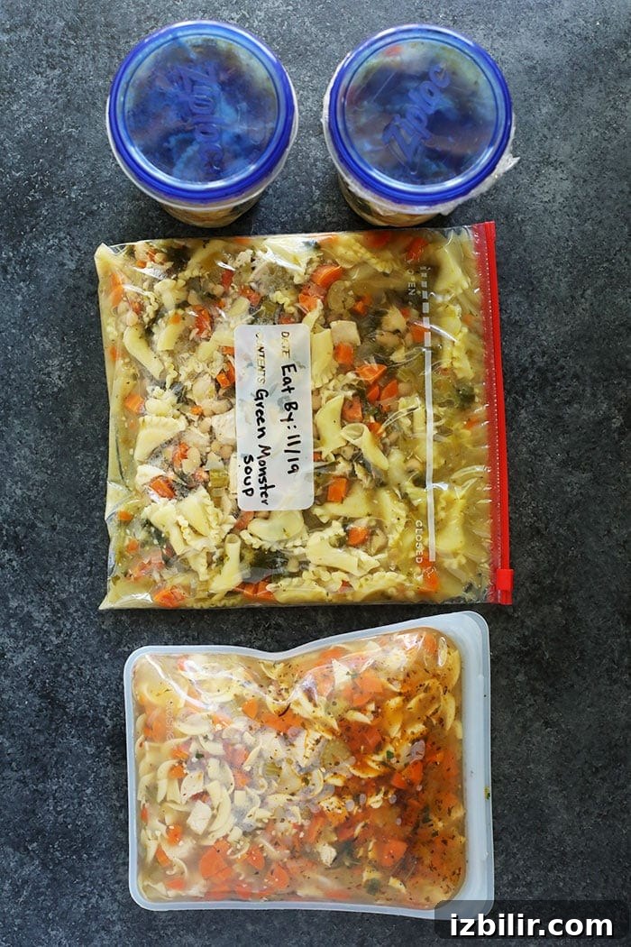 Soup in freezer safe containers
