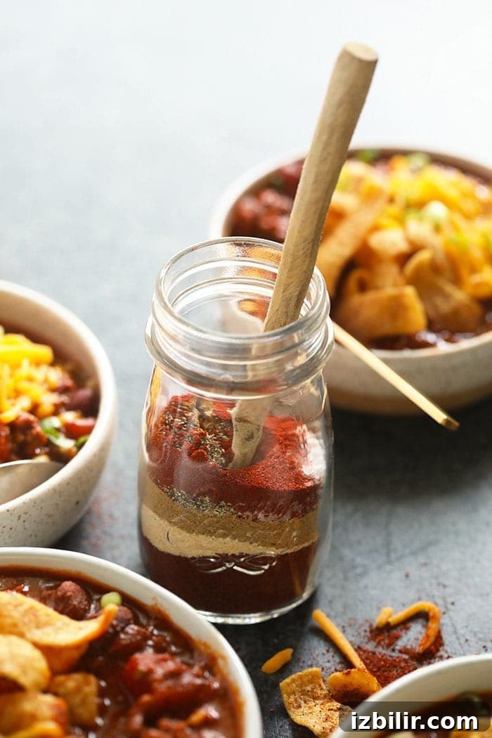 Make a big batch of chili and use your own homemade chili seasoning! This chili seasoning is easy to make and has the perfect balance of all of the classic chili spices. homemade chili seasoning in a jar