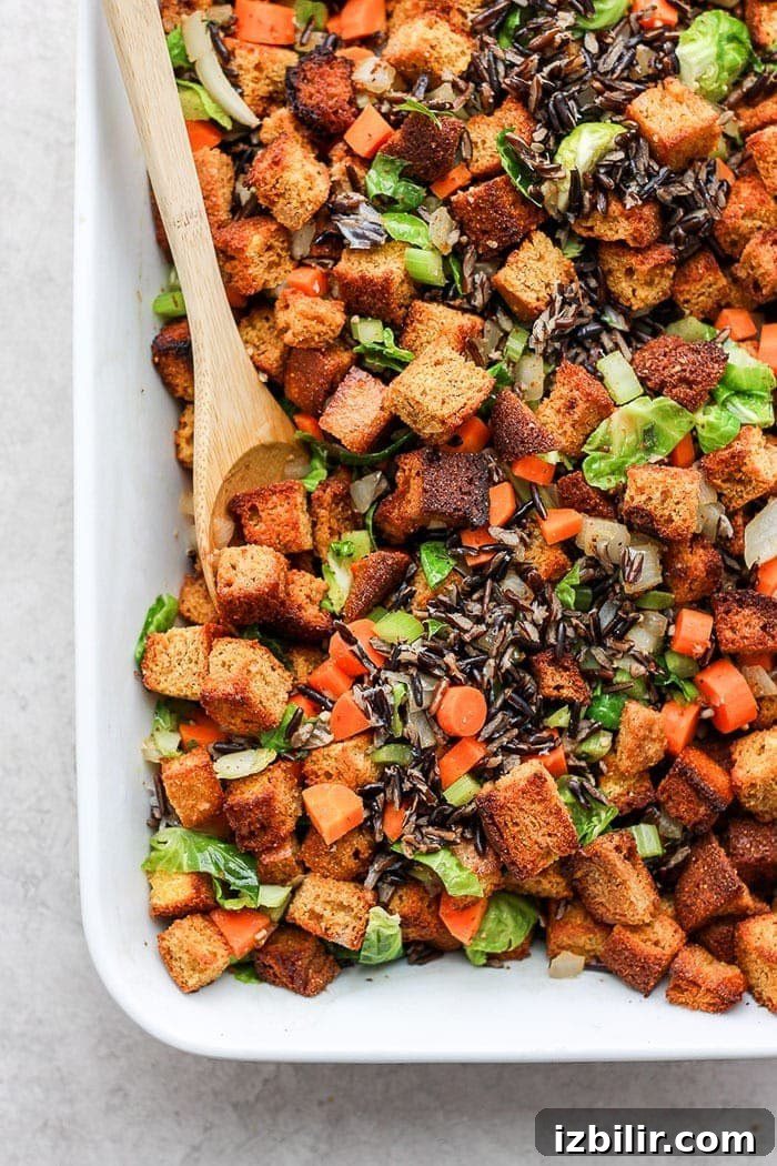 Made from scratch cornbread dressing in a baking dish