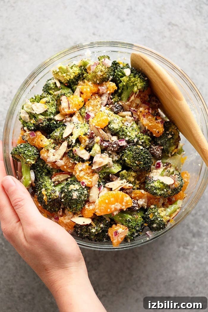 Asian Broccoli Salad in a bowl.