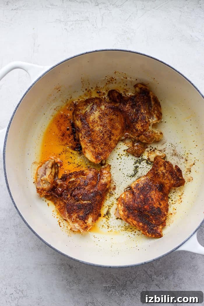 searing thighs in Dutch oven