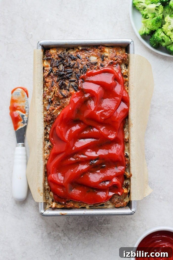 wild rice meatloaf in a loaf pan