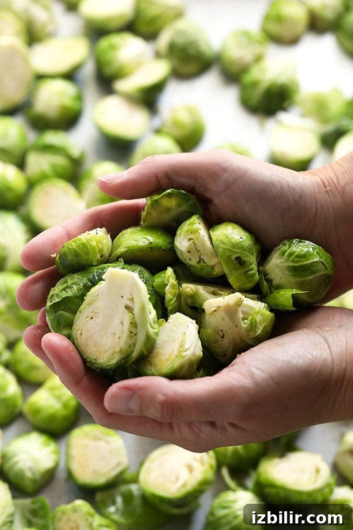 brussels sprouts in hands
