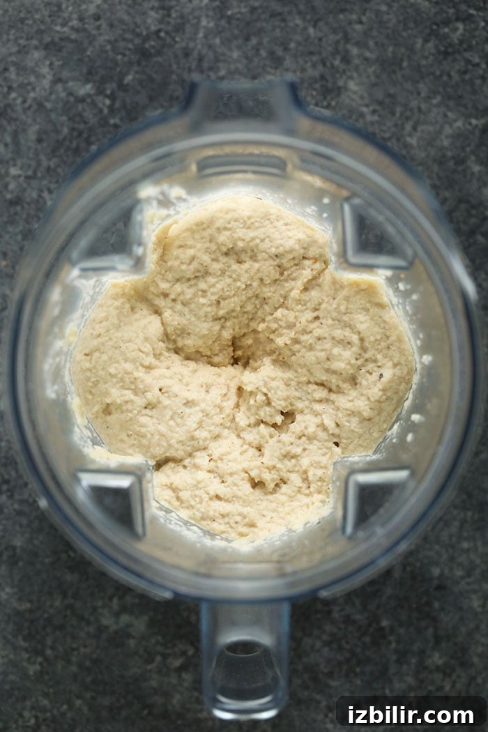 Blended cauliflower mash in a blender