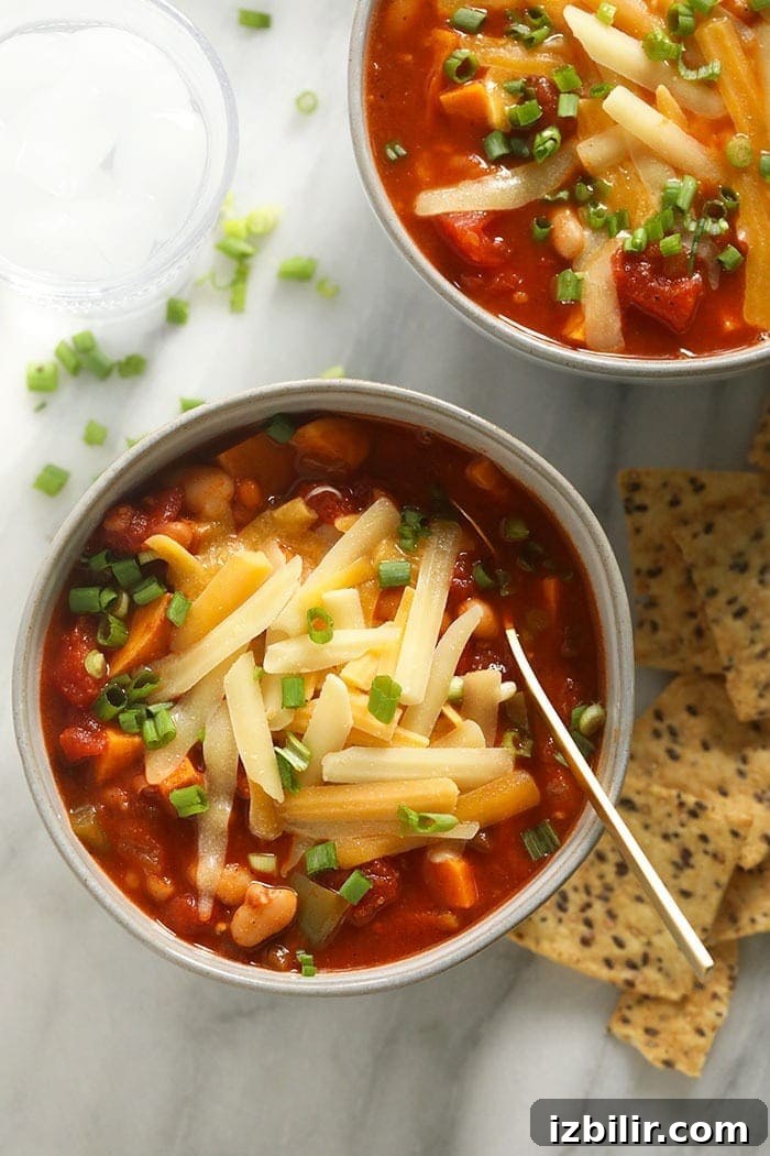 Vegetarian Chili so tasty you won't even know it's meatless. vegetarian chili in bowl with cheese
