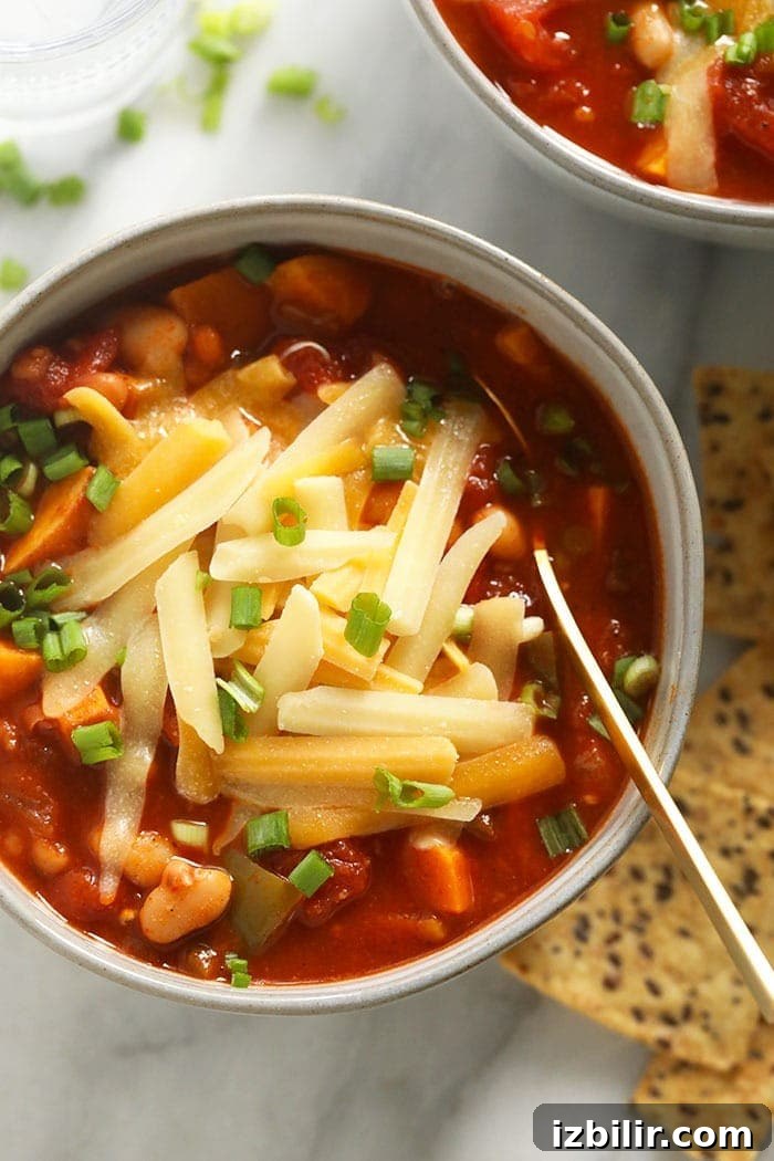 Vegetarian chili with cheese chili and cheese
