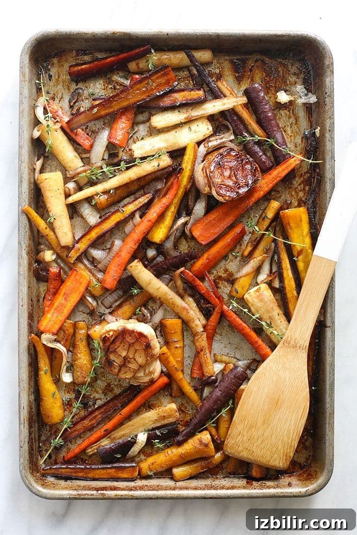 Roasted carrots roasted carrots on a baking tray