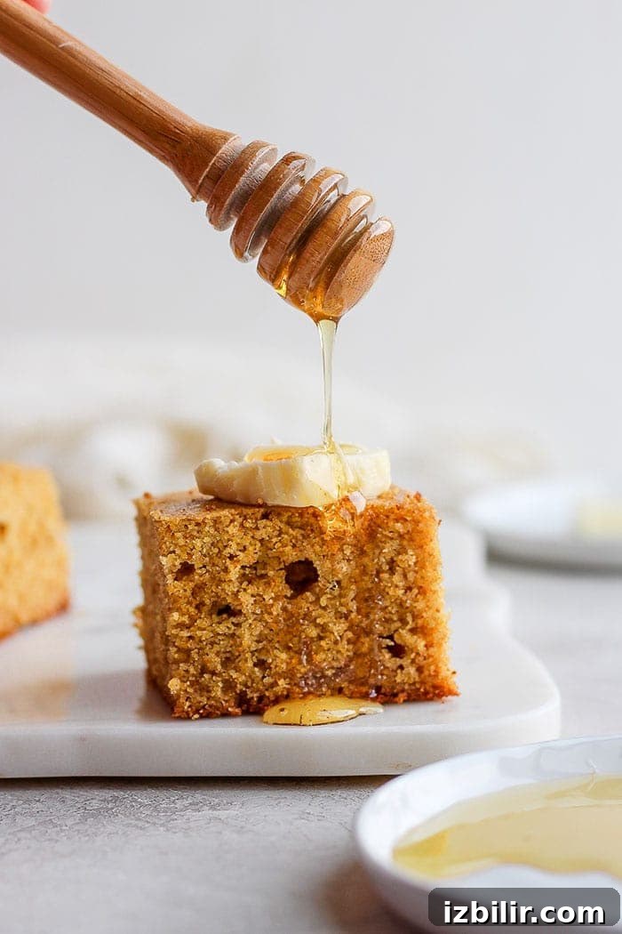 Skillet cornbread with honey and butter cornbread with honey and butter