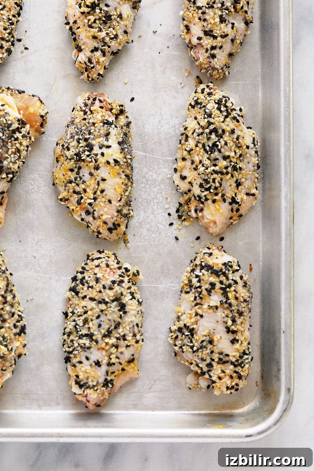 Wings on baking sheet