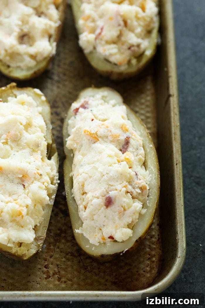 twice baked potatoes ready to be baked