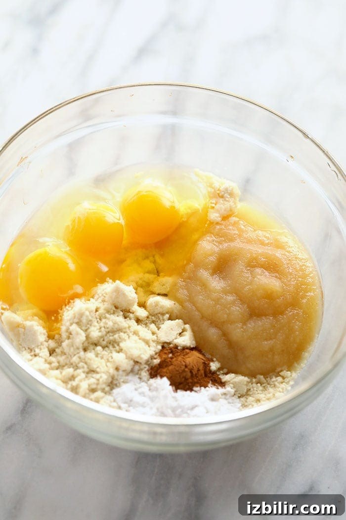 applesauce pancakes ingredients in a bowl
