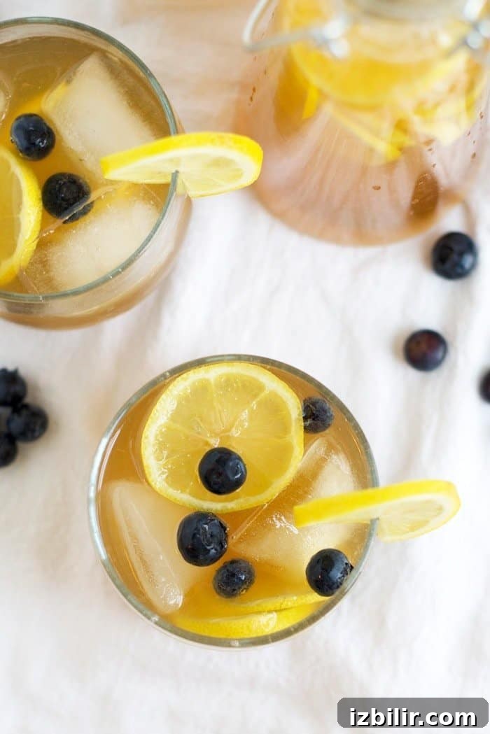 Kombucha Lemonade Recipe: Sparkling Homemade Citrus Cooler 4 Kombucha Lemonade in two cups with lemons and blueberries