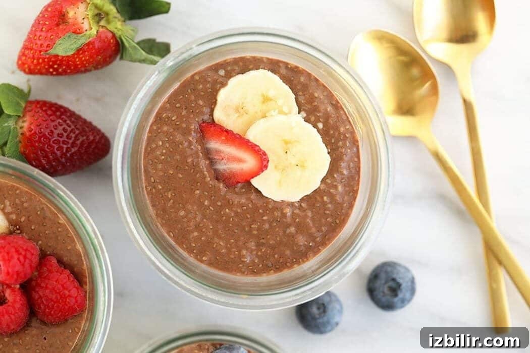 Chia protein pudding in a cup with toppings