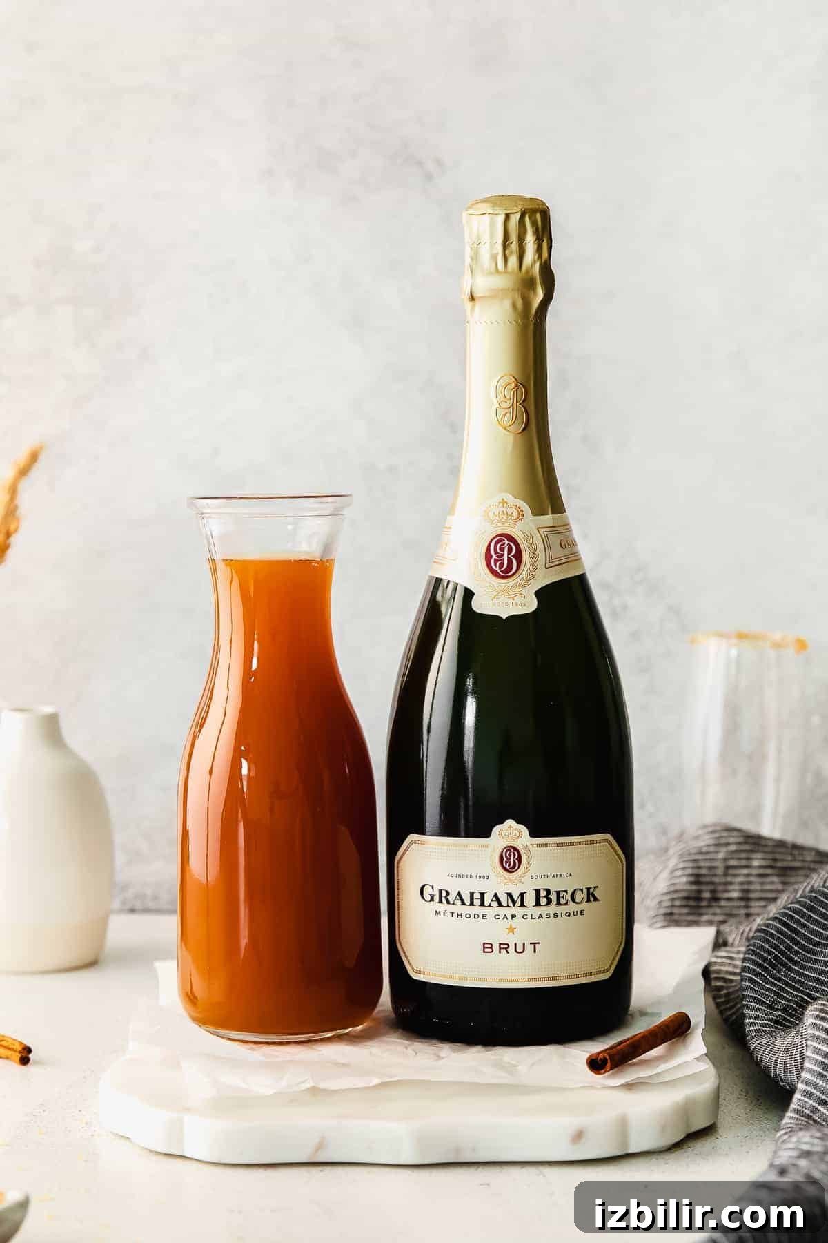 Sparkling Apple Cider Mimosa Recipe for Fall Brunch 3 Champagne and apple cider.