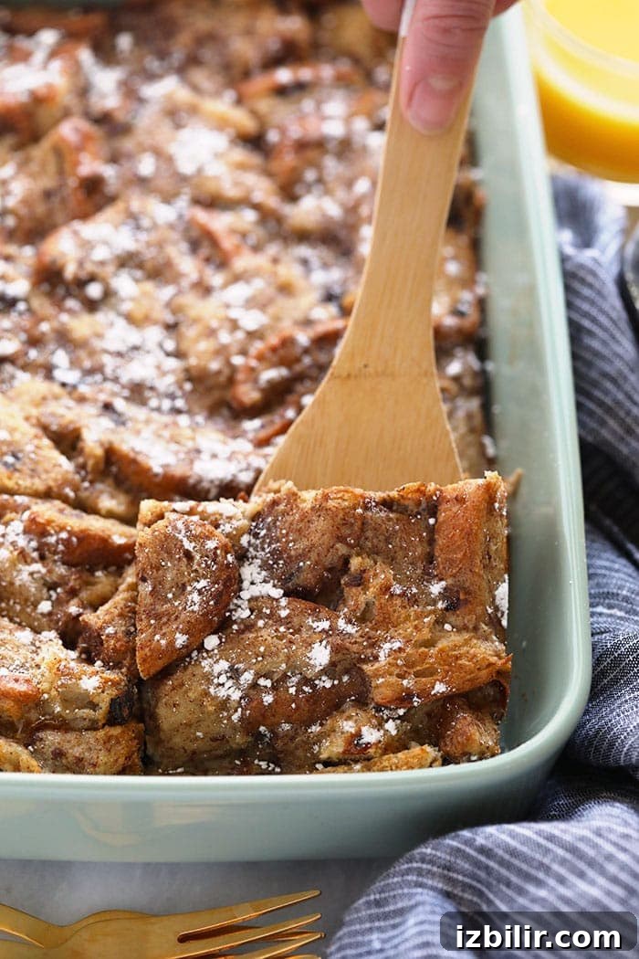 Overnight Cinnamon French Toast Casserole 4 French toast bake in a casserole dish