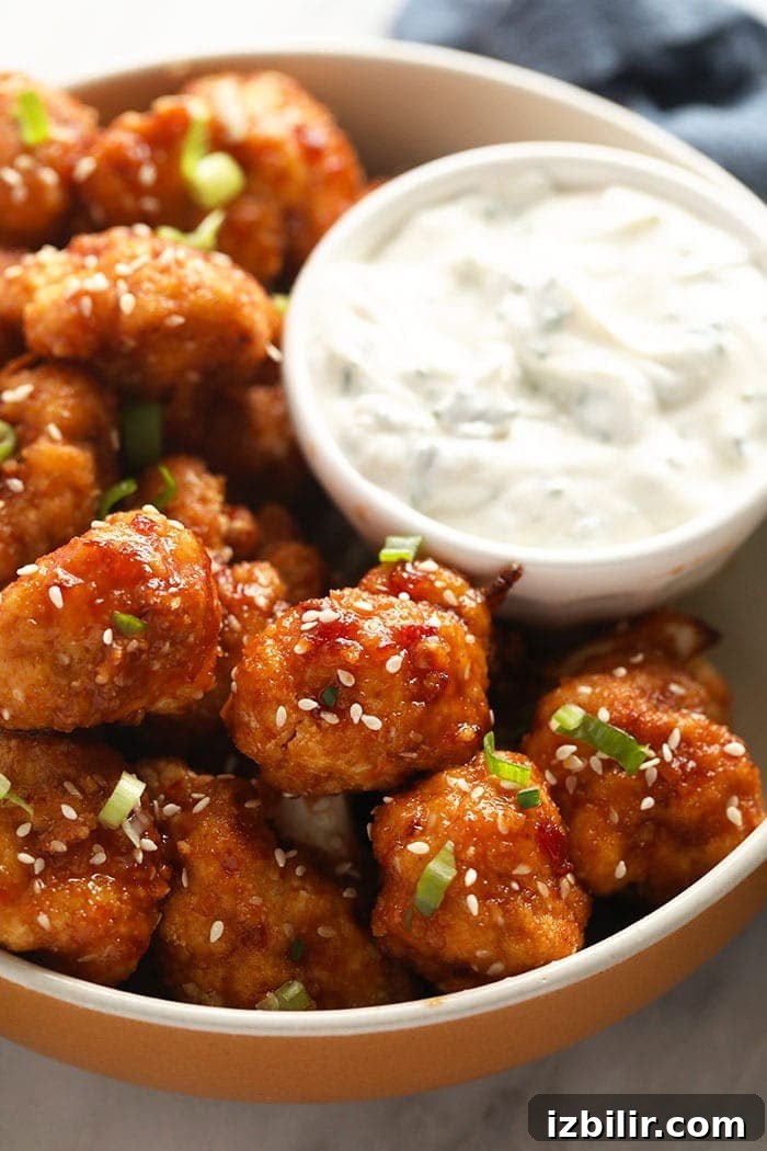 Sweet Chili Cauliflower Wings Cauliflower wings in a bowl