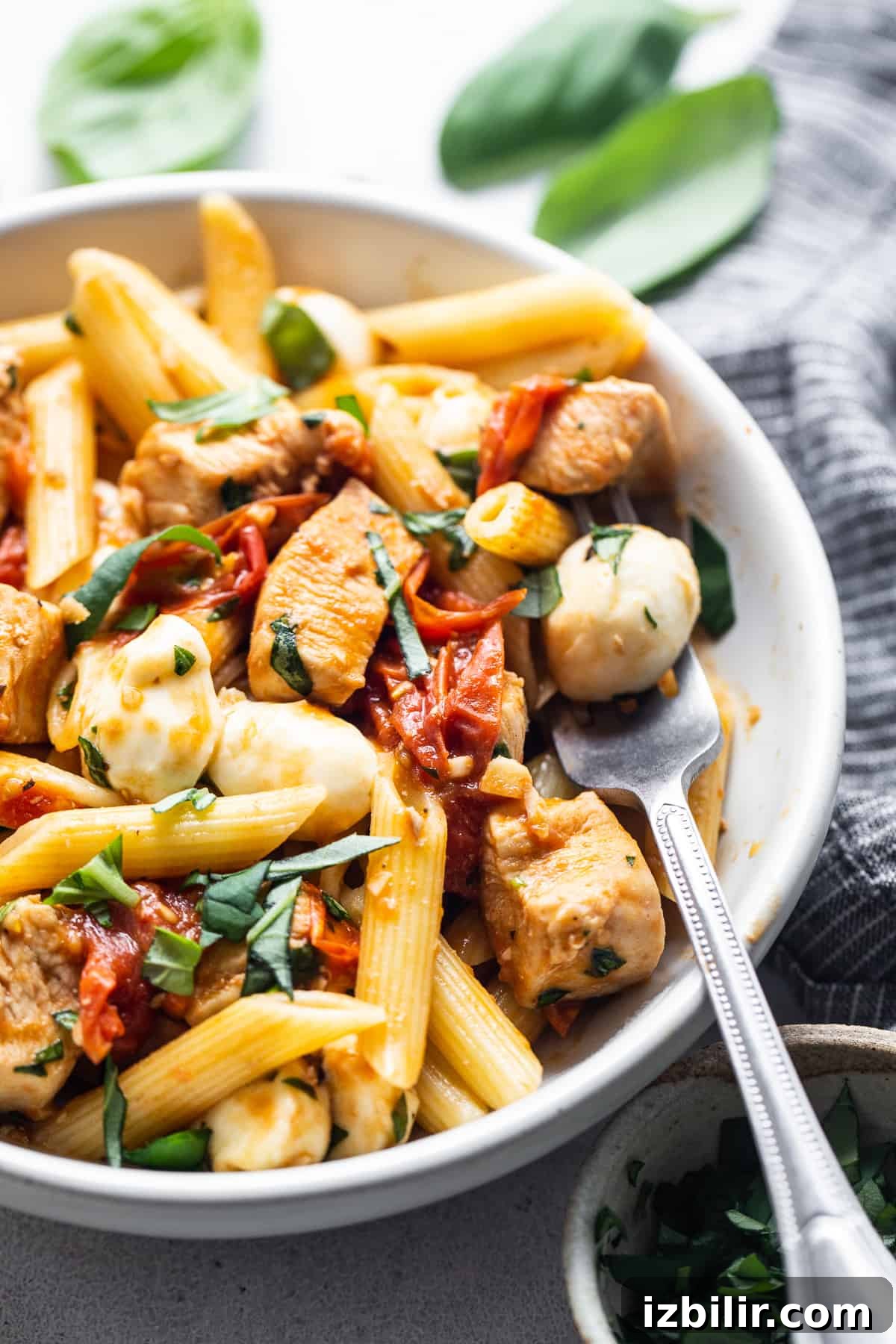 chicken pasta in bowl.