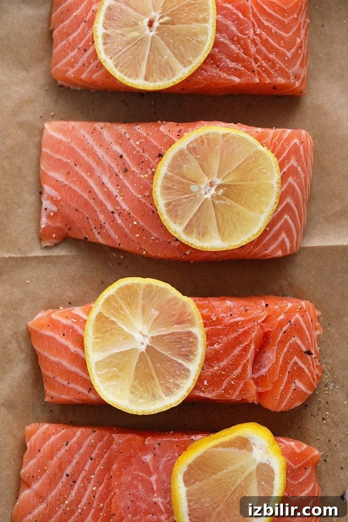 Broiled Salmon with Lemon salmon filets with lemon wedges