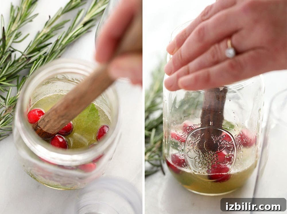 Mulling lime juice and mint